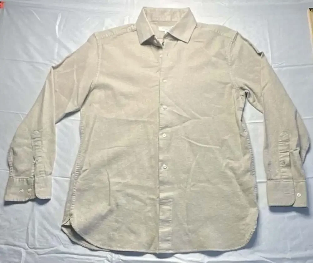 Banana Republic Men Slim Fit Beige Textured Long Sleeve Button Down Shirt Sz L